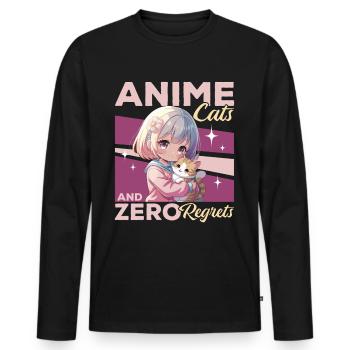 Anime & Chats Kawaii - T-shirt manches longues Premium bio Homme - noir - Devant - Nico (187cm)
