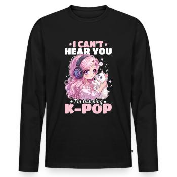 Anime K Pop & Cats Kawaii - Männer Premium Bio Langarmshirt - Schwarz - Vorne - Nico (187cm)