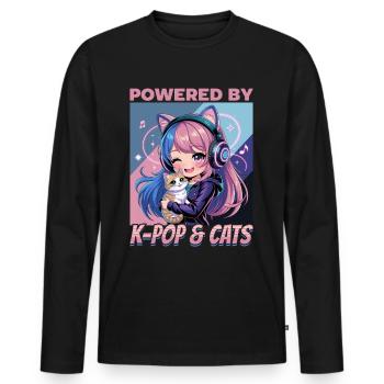 Anime K Pop & Cats Kawaii - Männer Premium Bio Langarmshirt - Schwarz - Vorne - Nico (187cm)