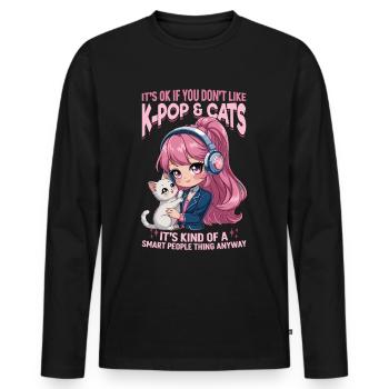 Anime K Pop & Cats Kawaii - Männer Premium Bio Langarmshirt - Schwarz - Vorne - Nico (187cm)