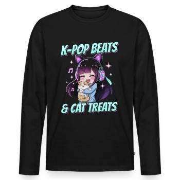 Anime K Pop & Cats Kawaii - Männer Premium Bio Langarmshirt - Schwarz - Vorne - Nico (187cm)