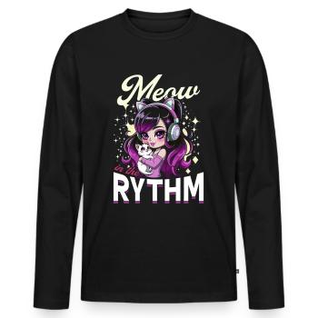 Anime K Pop & Cats Kawaii - Männer Premium Bio Langarmshirt - Schwarz - Vorne - Nico (187cm)