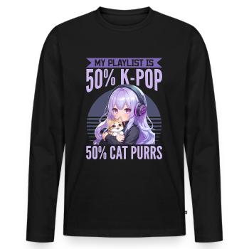 Anime K Pop & Cats Kawaii - Männer Premium Bio Langarmshirt - Schwarz - Vorne - Nico (187cm)
