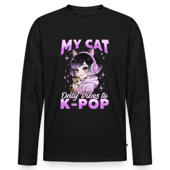 Anime K Pop & Cats Kawaii - Männer Premium Bio Langarmshirt - Schwarz - Vorne - Nico (187cm)