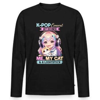 Anime K Pop & Cats Kawaii - Männer Premium Bio Langarmshirt - Schwarz - Vorne - Nico (187cm)