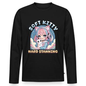 Anime K Pop & Cats Kawaii - Männer Premium Bio Langarmshirt - Schwarz - Vorne - Nico (187cm)