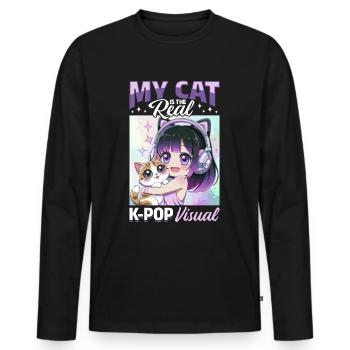 Anime K Pop & Cats Kawaii - Männer Premium Bio Langarmshirt - Schwarz - Vorne - Nico (187cm)