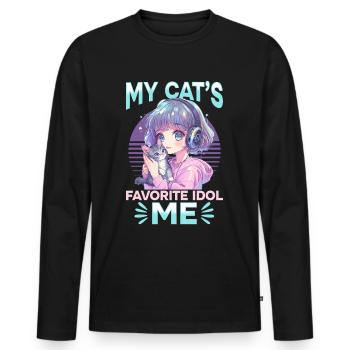 Anime K Pop & Cats Kawaii - Männer Premium Bio Langarmshirt - Schwarz - Vorne - Nico (187cm)