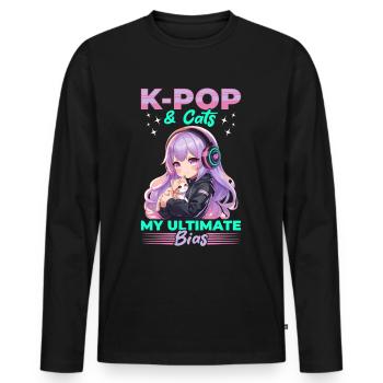 Anime K Pop & Cats Kawaii - Männer Premium Bio Langarmshirt - Schwarz - Vorne - Nico (187cm)