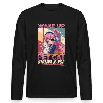 Anime K Pop & Cats Kawaii - Männer Premium Bio Langarmshirt - Schwarz - Vorne - Nico (187cm)