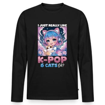 Anime K Pop & Cats Kawaii - Männer Premium Bio Langarmshirt - Schwarz - Vorne - Nico (187cm)