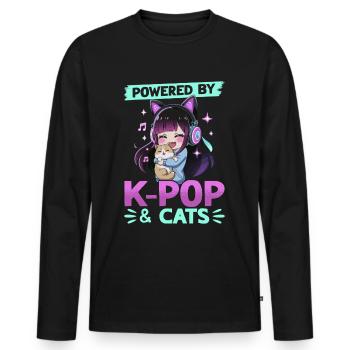 Anime K Pop & Cats Kawaii - Männer Premium Bio Langarmshirt - Schwarz - Vorne - Nico (187cm)