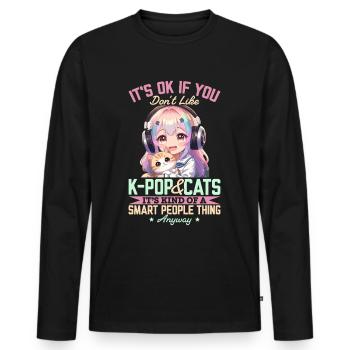 Anime K Pop & Cats Kawaii - Männer Premium Bio Langarmshirt - Schwarz - Vorne - Nico (187cm)