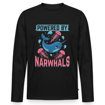 Narwhal Chibi Kawaii - Männer Premium Bio Langarmshirt - Schwarz - Vorne - Nico (187cm)