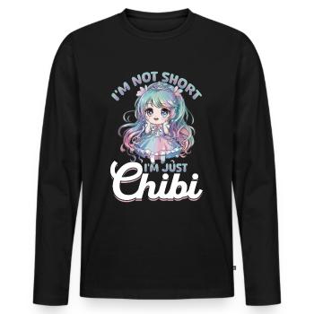 Anime Chibi Kawaii - T-shirt manches longues Premium bio Homme - noir - Devant - Nico (187cm)