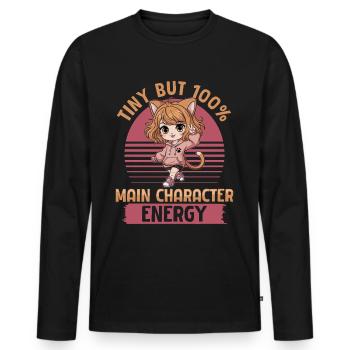 Anime Chibi Kawaii - T-shirt manches longues Premium bio Homme - noir - Devant - Nico (187cm)