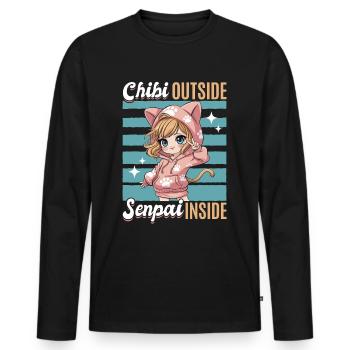 Anime Chibi Kawaii - T-shirt manches longues Premium bio Homme - noir - Devant - Nico (187cm)
