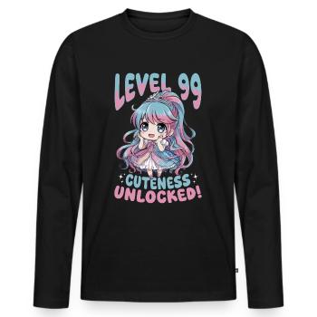 Anime Chibi Kawaii - T-shirt manches longues Premium bio Homme - noir - Devant - Nico (187cm)