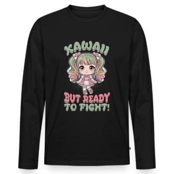 Anime Chibi Kawaii - T-shirt manches longues Premium bio Homme - noir - Devant - Nico (187cm)