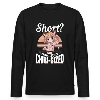 Anime Chibi Kawaii - T-shirt manches longues Premium bio Homme - noir - Devant - Nico (187cm)