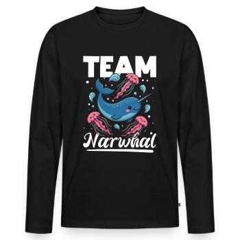 Narval Chibi Kawaii - T-shirt manches longues Premium bio Homme - noir - Devant - Nico (187cm)