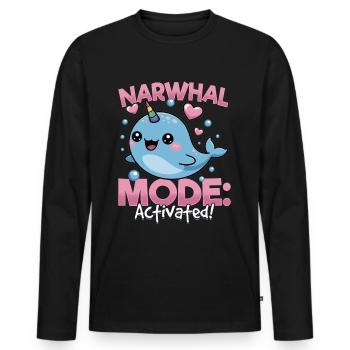 Narval Chibi Kawaii - T-shirt manches longues Premium bio Homme - noir - Devant - Nico (187cm)