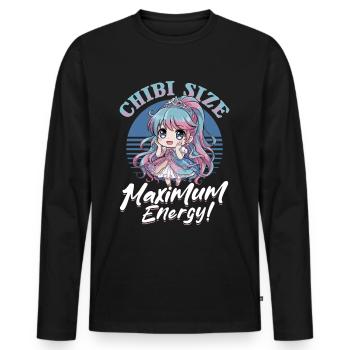 Anime Chibi Kawaii - T-shirt manches longues Premium bio Homme - noir - Devant - Nico (187cm)