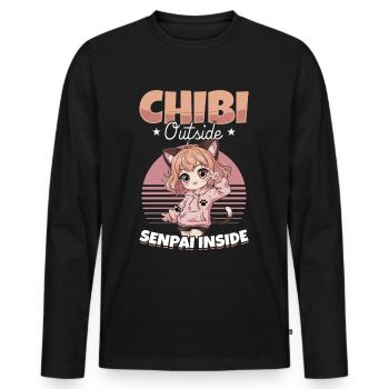 Anime Chibi Kawaii - T-shirt manches longues Premium bio Homme - noir - Devant - Nico (187cm)