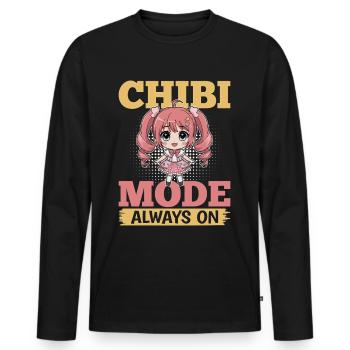 Anime Chibi Kawaii - T-shirt manches longues Premium bio Homme - noir - Devant - Nico (187cm)
