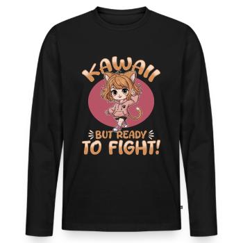 Anime Chibi Kawaii - T-shirt manches longues Premium bio Homme - noir - Devant - Nico (187cm)