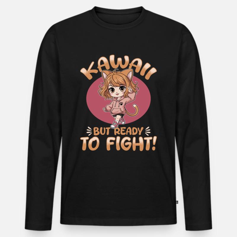 Anime Chibi Kawaii - Männer Premium Bio Langarmshirt - Schwarz