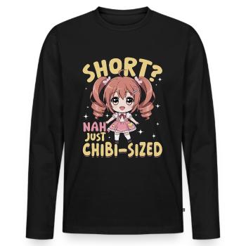 Anime Chibi Kawaii - T-shirt manches longues Premium bio Homme - noir - Devant - Nico (187cm)