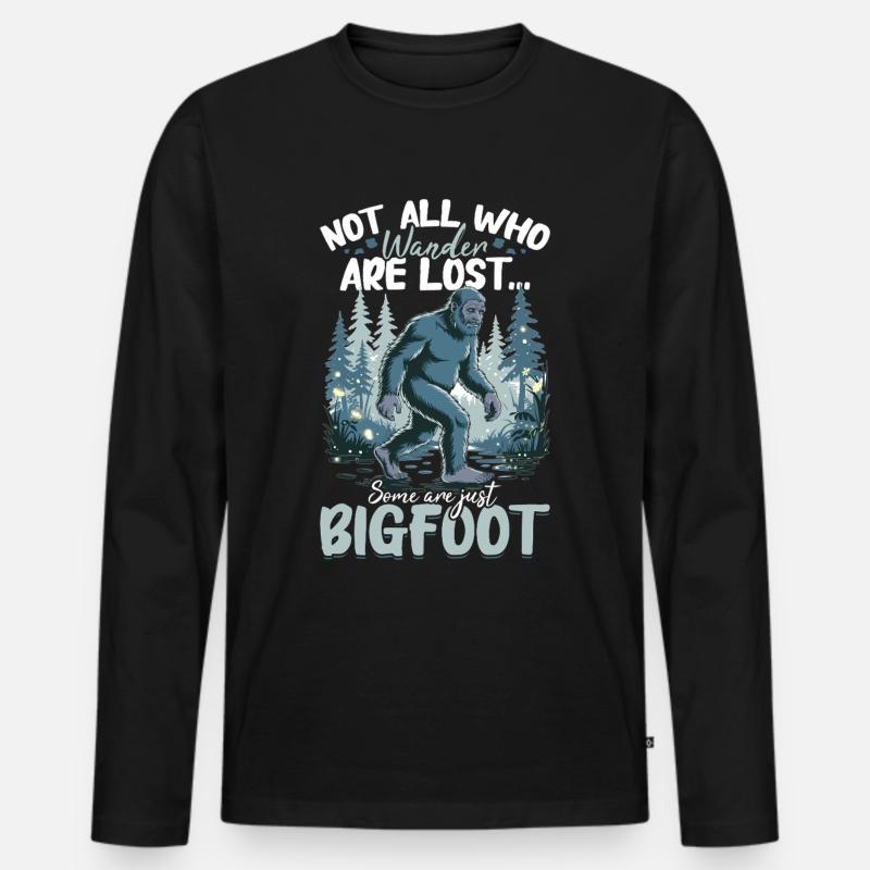 Bigfoot Sasquatch - Männer Premium Bio Langarmshirt - Schwarz