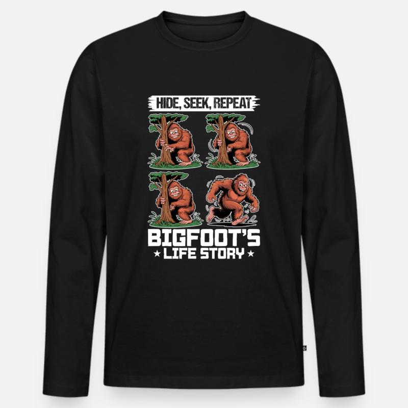 Bigfoot Sasquatch - Männer Premium Bio Langarmshirt - Schwarz