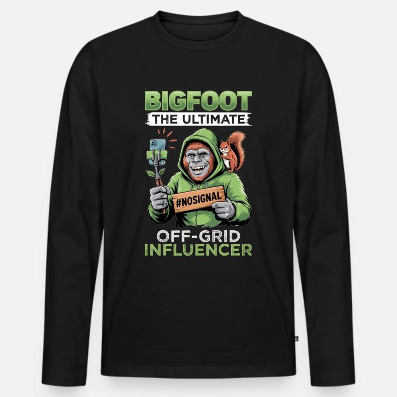 Bigfoot Sasquatch - Männer Premium Bio Langarmshirt - Schwarz
