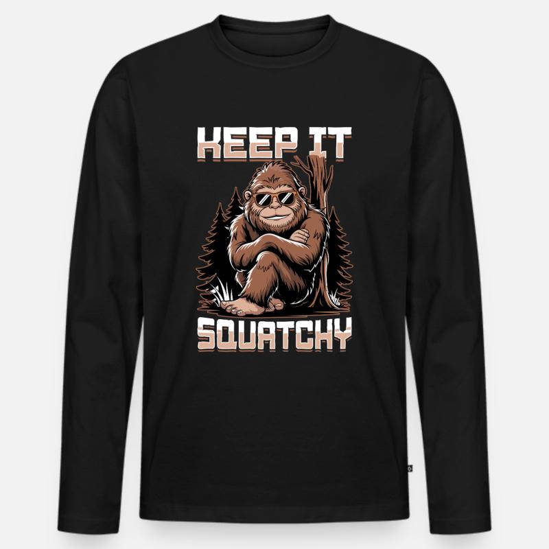 Bigfoot Sasquatch - Männer Premium Bio Langarmshirt - Schwarz