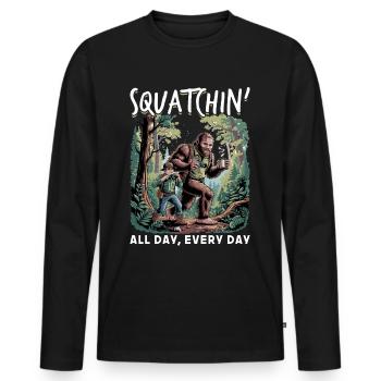 Bigfoot Sasquatch - Men's Premium Organic Long Sleeve Shirt - black - Front - Nico (187cm)