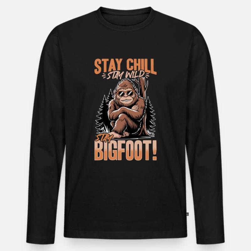 Bigfoot Sasquatch - Männer Premium Bio Langarmshirt - Schwarz