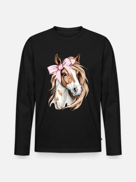 Coquette Bow Appaloosa Horse Girl Mom Pink - Men's Premium Organic Long Sleeve Shirt - black