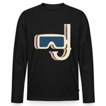 Snorkeling Snorkel Snorkeler Retro Line Art - Men's Premium Organic Long Sleeve Shirt - black - Front - Nico (187cm)