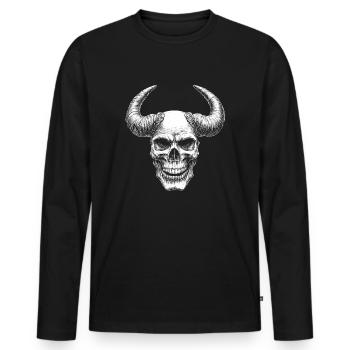 Crâne de Viking sauvage / Viking - T-shirt manches longues Premium bio Homme - noir - Devant - Nico (187cm)