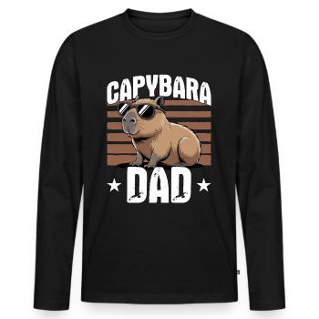 Funny Capybara Dad - Männer Premium Bio Langarmshirt - Schwarz - Vorne - Nico (187cm)