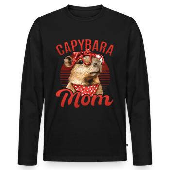 Funny Capybara Mom - Männer Premium Bio Langarmshirt - Schwarz - Vorne - Nico (187cm)