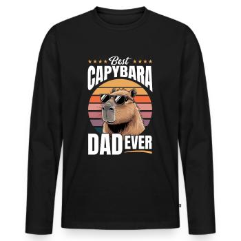 Funny Capybara Dad - Männer Premium Bio Langarmshirt - Schwarz - Vorne - Nico (187cm)