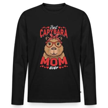 Funny Capybara Mom - Männer Premium Bio Langarmshirt - Schwarz - Vorne - Nico (187cm)