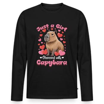 Funny Capybara - Männer Premium Bio Langarmshirt - Schwarz - Vorne - Nico (187cm)