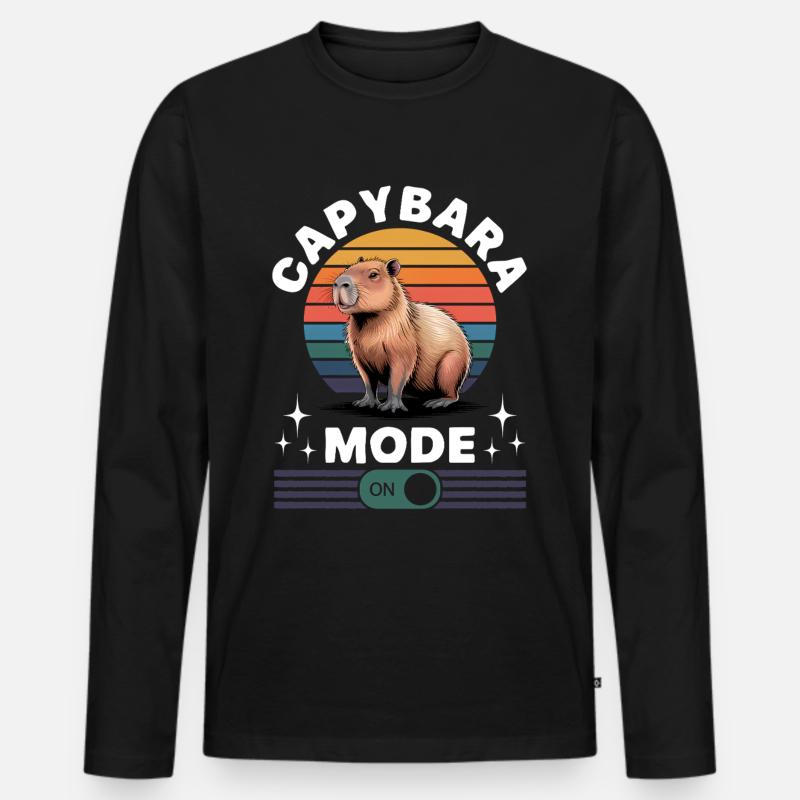 Funny Capybara - Männer Premium Bio Langarmshirt - Schwarz