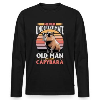 Funny Capybara - Männer Premium Bio Langarmshirt - Schwarz - Vorne - Nico (187cm)
