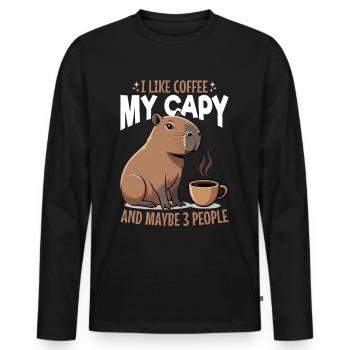 Capybara Coffee - Männer Premium Bio Langarmshirt - Schwarz - Vorne - Nico (187cm)