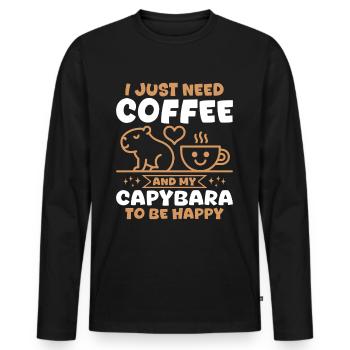 Capybara Coffee - Männer Premium Bio Langarmshirt - Schwarz - Vorne - Nico (187cm)